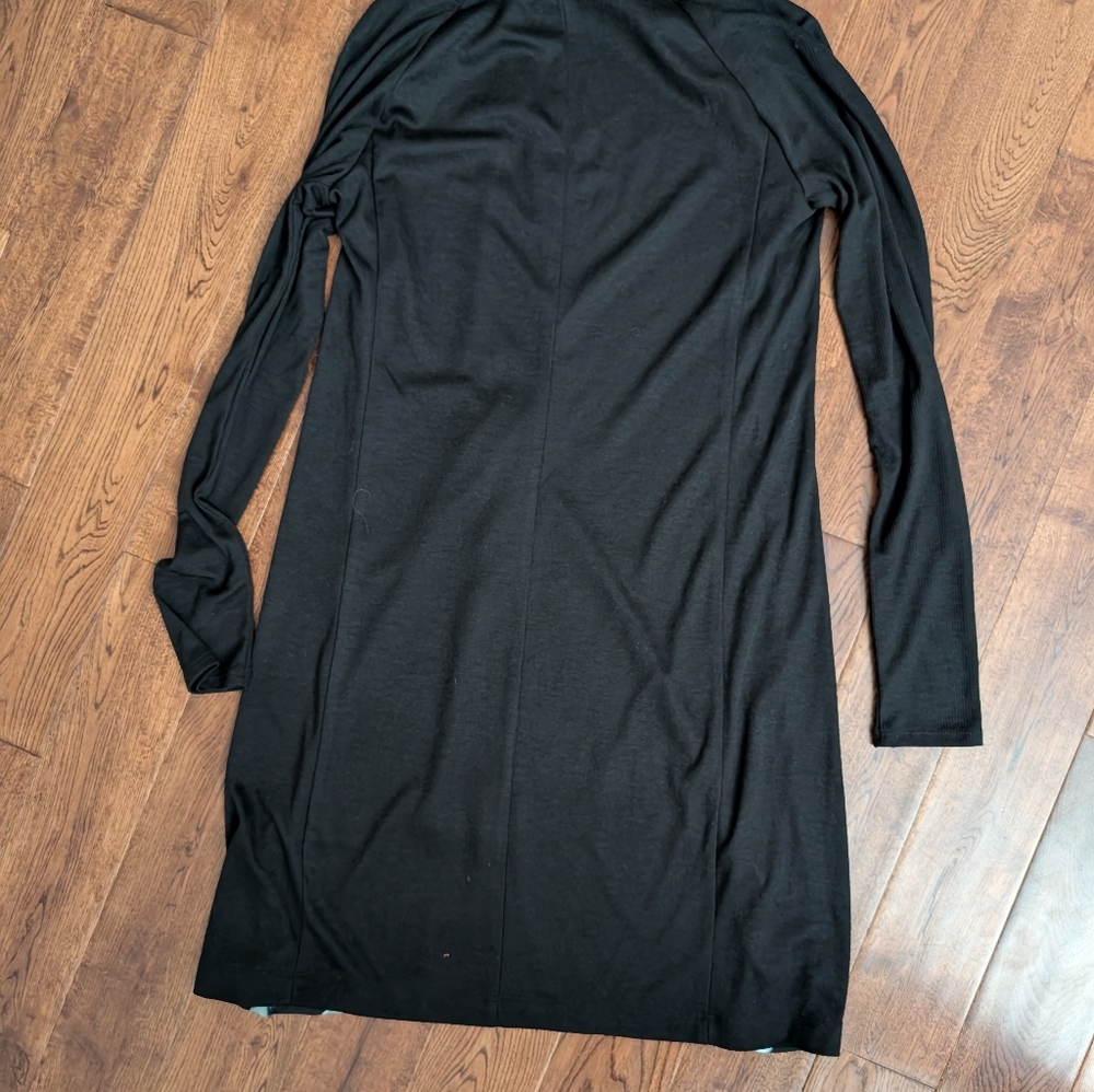 EUC Simply Vera Vera Wang Faux Wrap Look Midi Dress Floral Blue Black Size Small - Picture 5 of 5